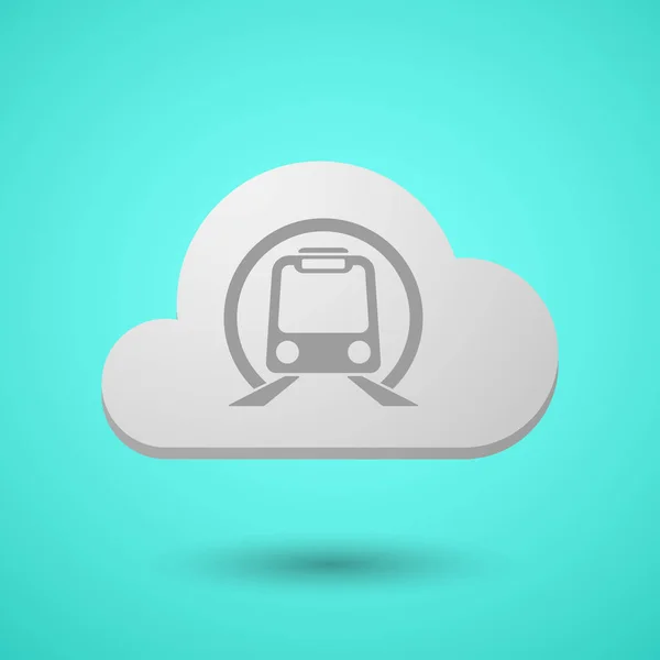 Nuvem vetorial com um ícone de trem de metrô — Vetor de Stock