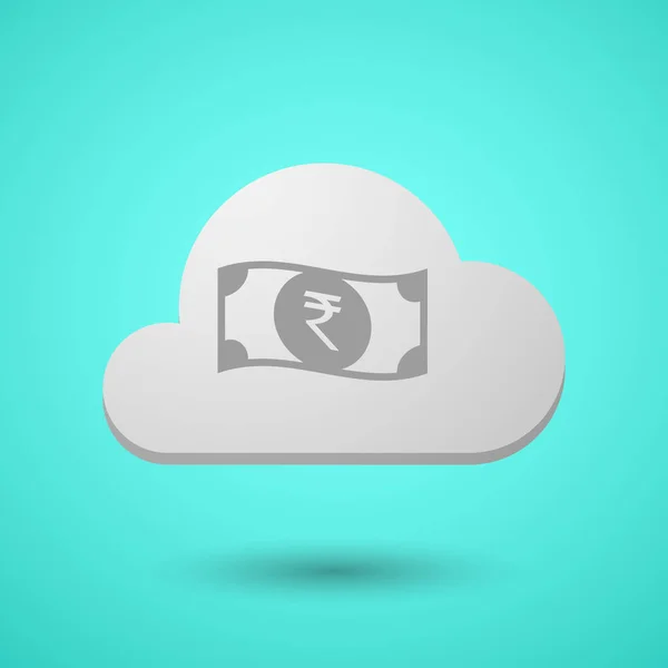 Vektorové mrak s ikonou Rupie bankovky — Stockový vektor