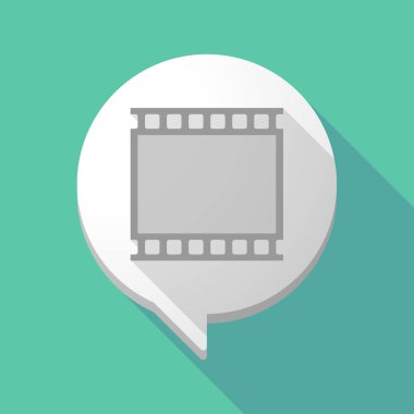 Uzun gölge çizgi roman balon bir fotoğrafik 35mm film şeridi ile