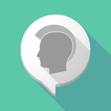 Uzun bir erkek punk baş siluet gölge çizgi roman balon