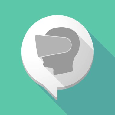 Uzun gölge çizgi roman balon sanal bir re giyen bir erkek başı