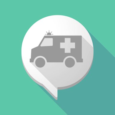 Bir ambulans simgeyle uzun gölge çizgi roman balon