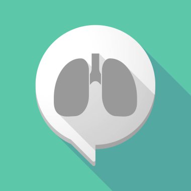 Sağlıklı insan akciğer simgesi içeren uzun gölge çizgi roman balon