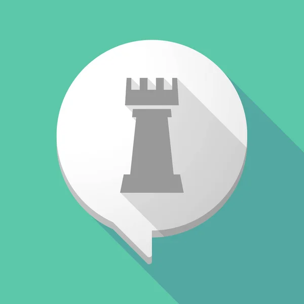 Palloncino fumetto lunga ombra con una figura scacchi torre — Vettoriale Stock