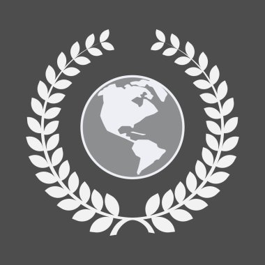 Bir Amerika Bölge dünya küre ile izole defne çelengi