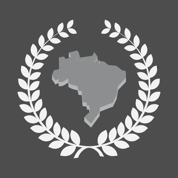 Couronne de laurier isolé avec une carte de Brésil — Image vectorielle