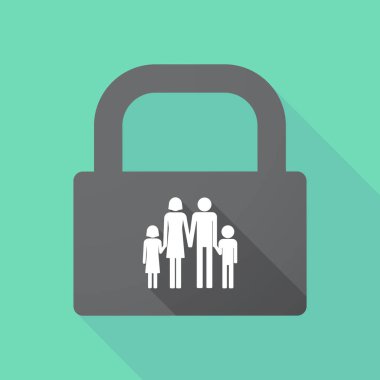 Geleneksel bir aile piktogram uzun gölge paneliyle