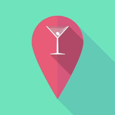 Uzun bir kokteyl cam ile gölge harita işareti