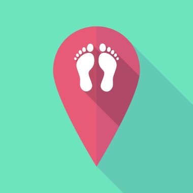 Uzun gölge harita işareti ile iki ayak izleri