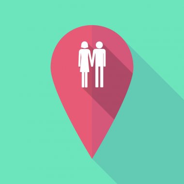 Uzun gölge harita işareti bir heteroseksüel çift piktogram ile