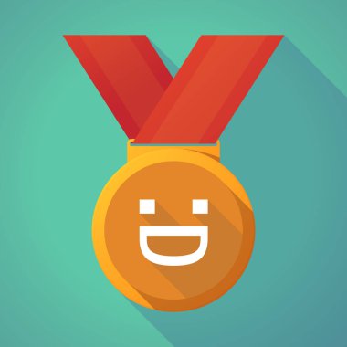 Uzun gölge madalya gülen metin yüzü olan