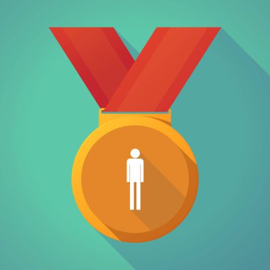 Erkek bir sembol ile uzun gölge madalya