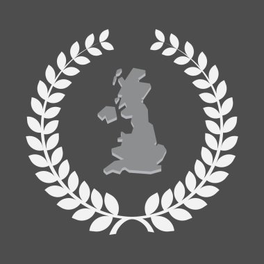 İngiltere'de, bir harita izole defne çelengi 