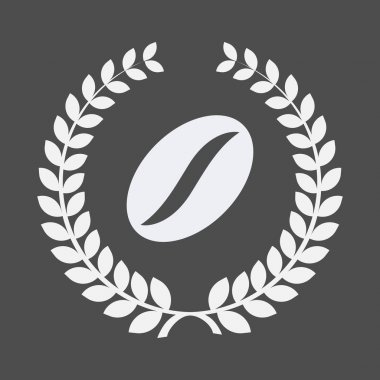 Kahve çekirdeği ile izole defne çelengi