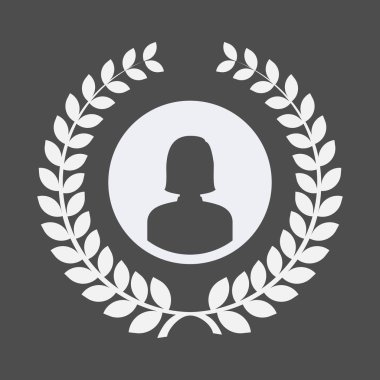 Bir kadın avatar ile izole defne çelengi