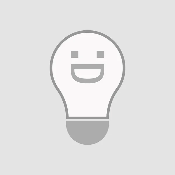 Isolated light bulb with a laughing text face — Stock Vector