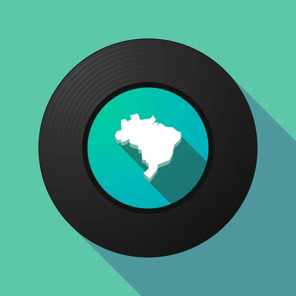 Disco musical de sombra larga con un mapa de Brasil — Archivo Imágenes Vectoriales