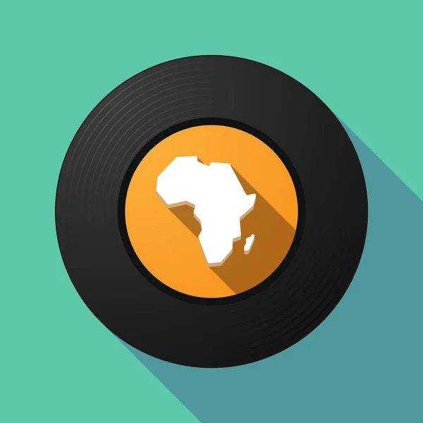 Uzun gölge müzik disk ile Afrika kıtasının Haritası — Stok Vektör