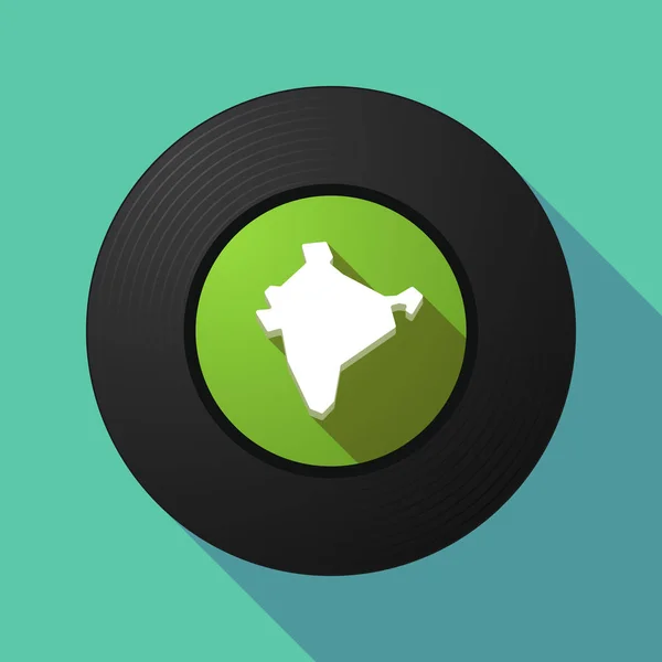 Disco de música de sombra longa com um mapa de Índia — Vetor de Stock