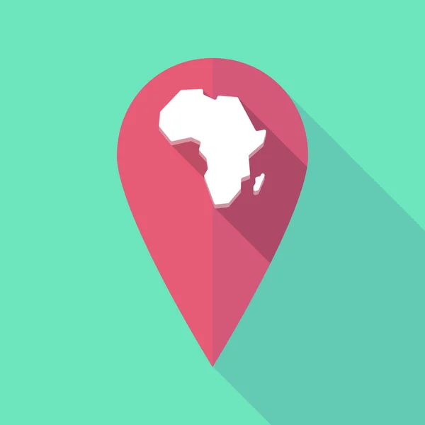 Lange schaduw kaart mark met een kaart van het Afrikaanse continent — Stockvector