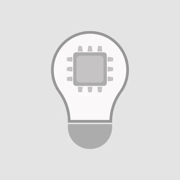 Ampoule isolée avec un processeur — Image vectorielle