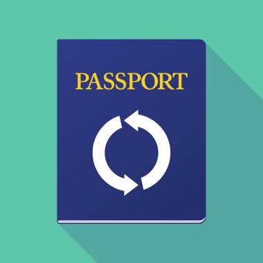 Uzun gölge pasaport bir yuvarlak geri dönüşüm işareti ile