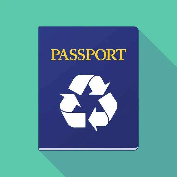 Long shadow passport with a recycle sign — Stock Vector