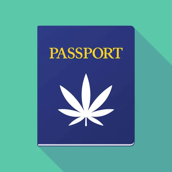 Long shadow passport with a marijuana leaf — Stock Vector