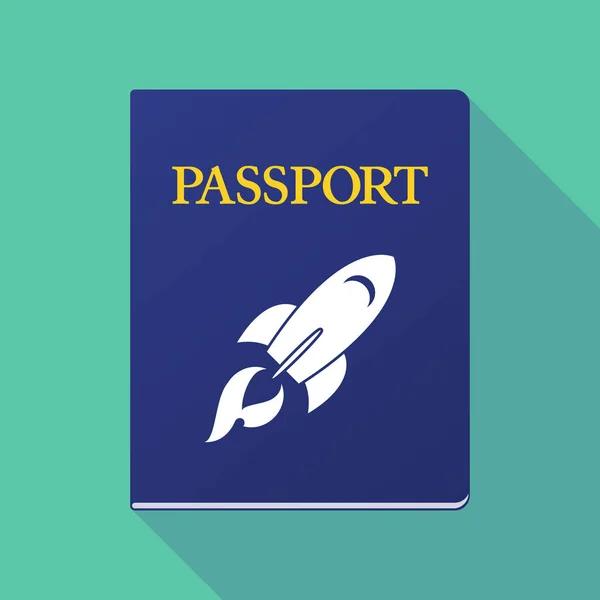 长阴影护照用一枚火箭 — 图库矢量图片