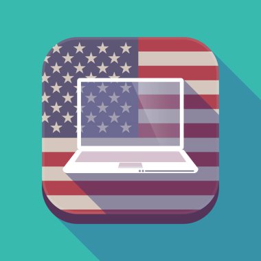 Uzun gölge ABD app düğmesini bir dizüstü bilgisayar ile