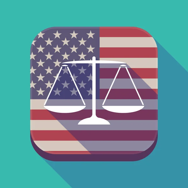 Sombra longa EUA botão aplicativo com um sinal de balança de peso justiça —  Vetores de Stock