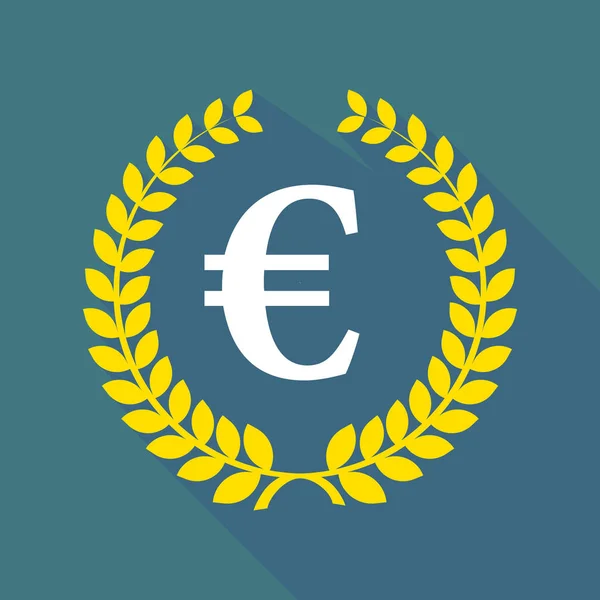 Lunga corona di alloro ombra con un segno di euro — Vettoriale Stock
