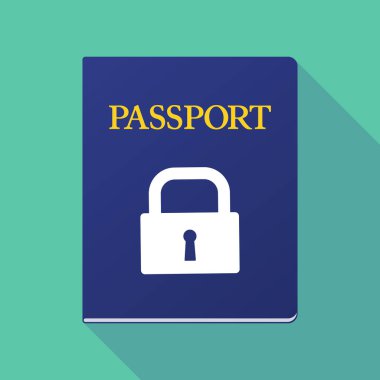 Uzun gölge pasaport ile kapalı kilit yastık