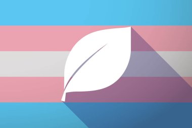 Uzun gölge transseksüel bayrak bir yaprak ile