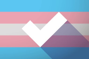 Uzun gölge transseksüel bayrak onay işareti ile