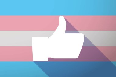 Uzun gölge transseksüel bayrak el bir başparmak ile