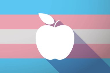 Uzun gölge transseksüel bayrak bir elma