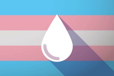 Uzun gölge transseksüel bayrakla bir kan damlası