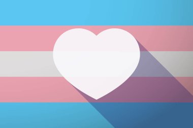 Uzun bir kalp ile gölge transseksüel bayrak