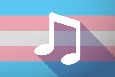 Uzun bir not müzik ile gölge transseksüel bayrak