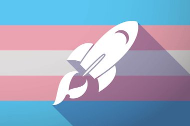 Uzun bir roket ile gölge transseksüel bayrak