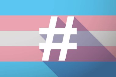 Uzun bir karma etiketi ile gölge transseksüel bayrak