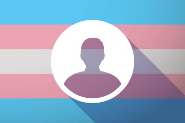 Uzun gölge transseksüel bayrak bir erkek avatar ile