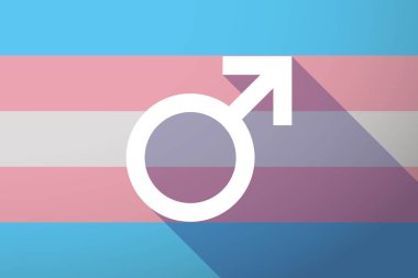 Uzun gölge transseksüel bayrağı erkek işaretiyle
