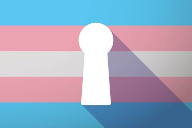 Uzun bir anahtar deliği ile gölge transseksüel bayrak