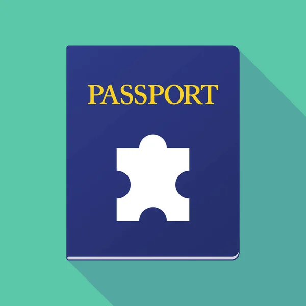 Długi cień paszport z kawałka puzzli — Wektor stockowy