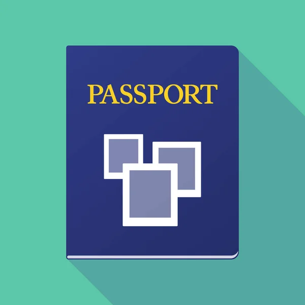 Pasaporte de sombra larga con algunas fotos — Vector de stock