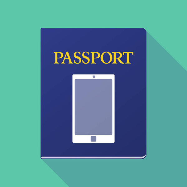 Длинный теневой паспорт со смартфоном
