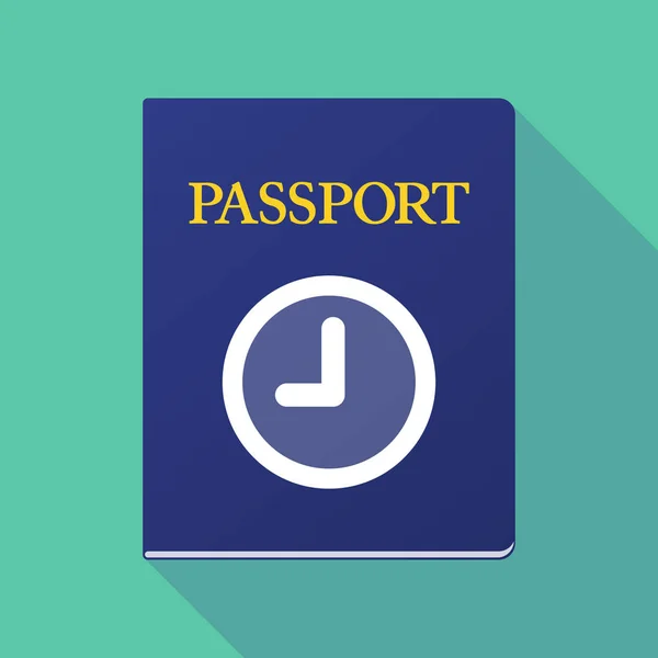 Long shadow passport with a clock — Stock Vector