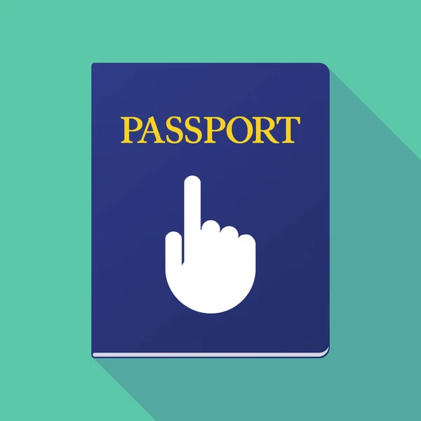Long shadow passport with a pointing hand — Stock Vector